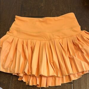 Gold Hinge Orange Pleated Women's Skirt